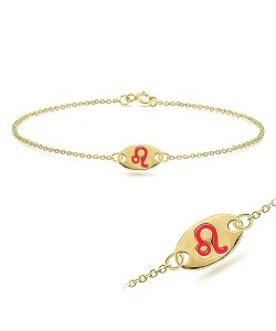 Gold Plated Leo Silver Bracelet BRS-147-GP